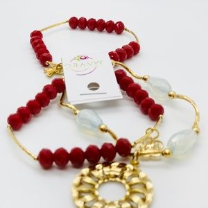 Peruvian Glass Bead Charm Bracelet Set